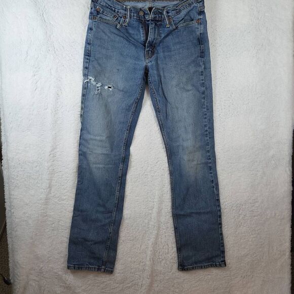 Levi's 514 Men's Zip Fly Straight Leg Distressed Denim Jeans Blue Size 29x32 - Picture 1 of 7